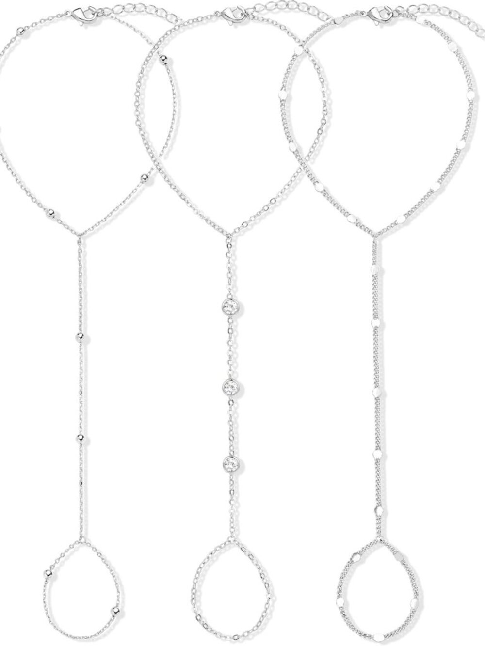 Dainty 14K Gold Plated Hand Chain Bracelets Set - 3PCS for Women, Elegant